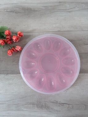 12 deveiled egg plastic pink travel container with lid
